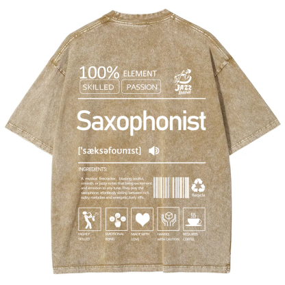 Saxophonist Unisex Fit Washed T-Shirt  wearishow