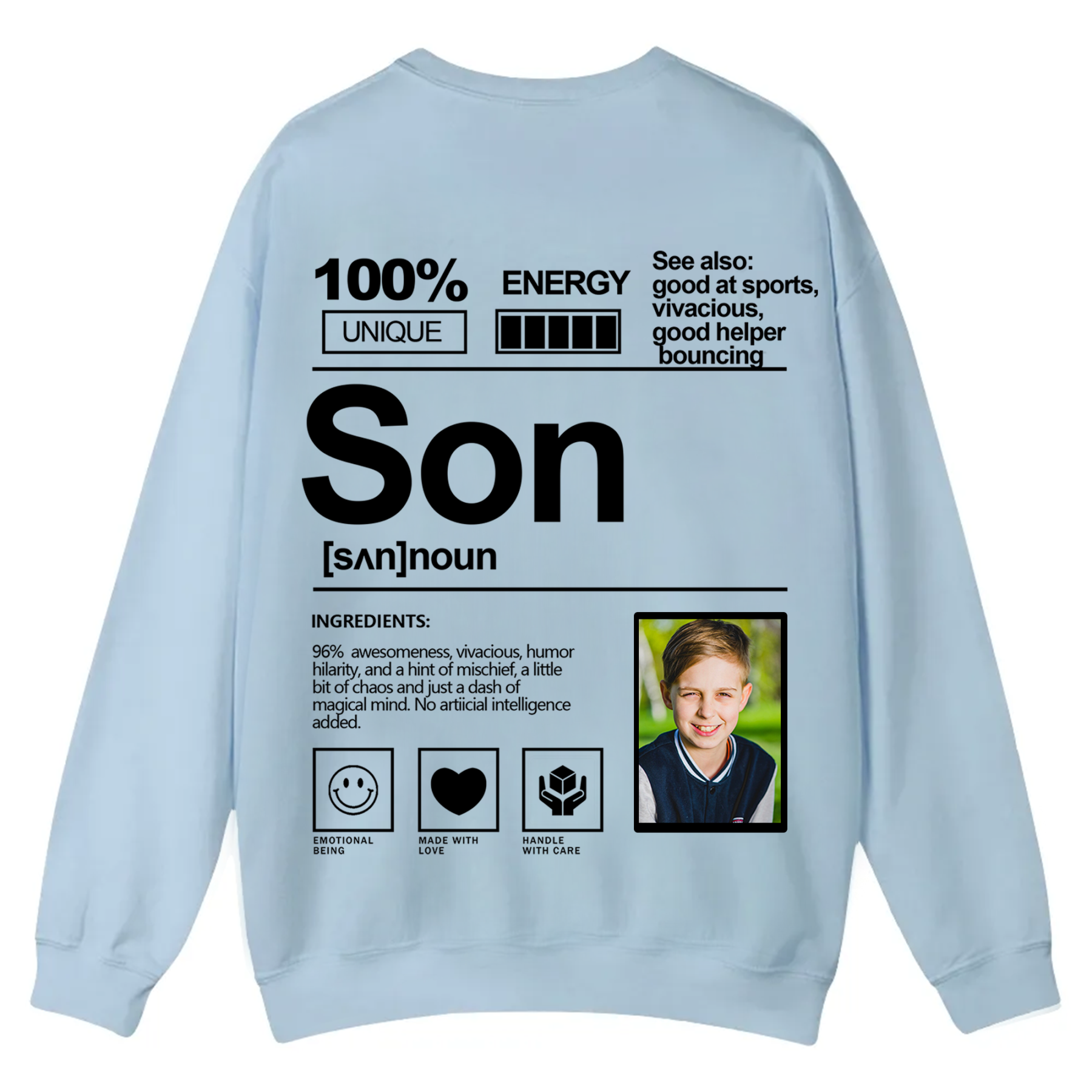 Addcustom  Photo Son Casual Crewneck Sweatshirt