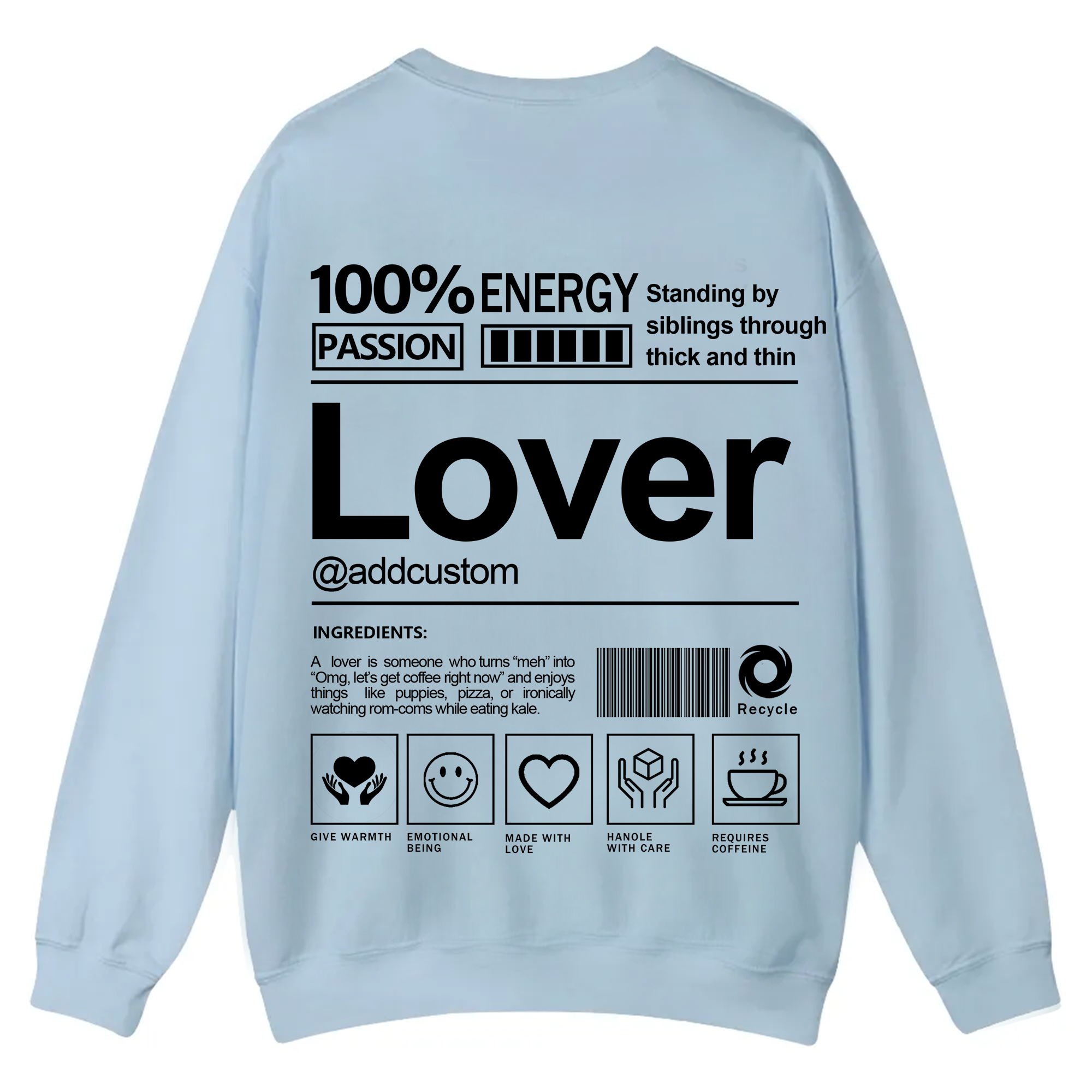Lover Addcustom Casual Crewneck Sweatshirt