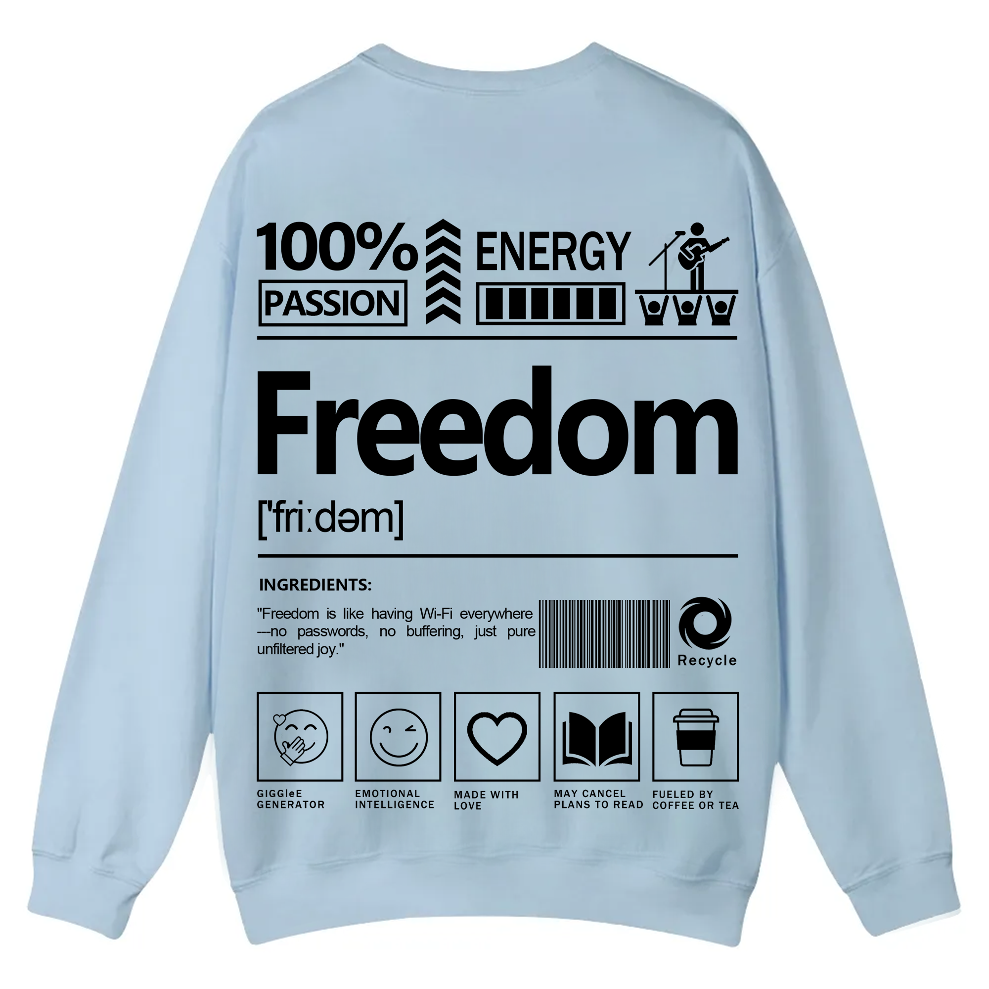 Freedom Unisex Fit Casual Crewneck Sweatshirt