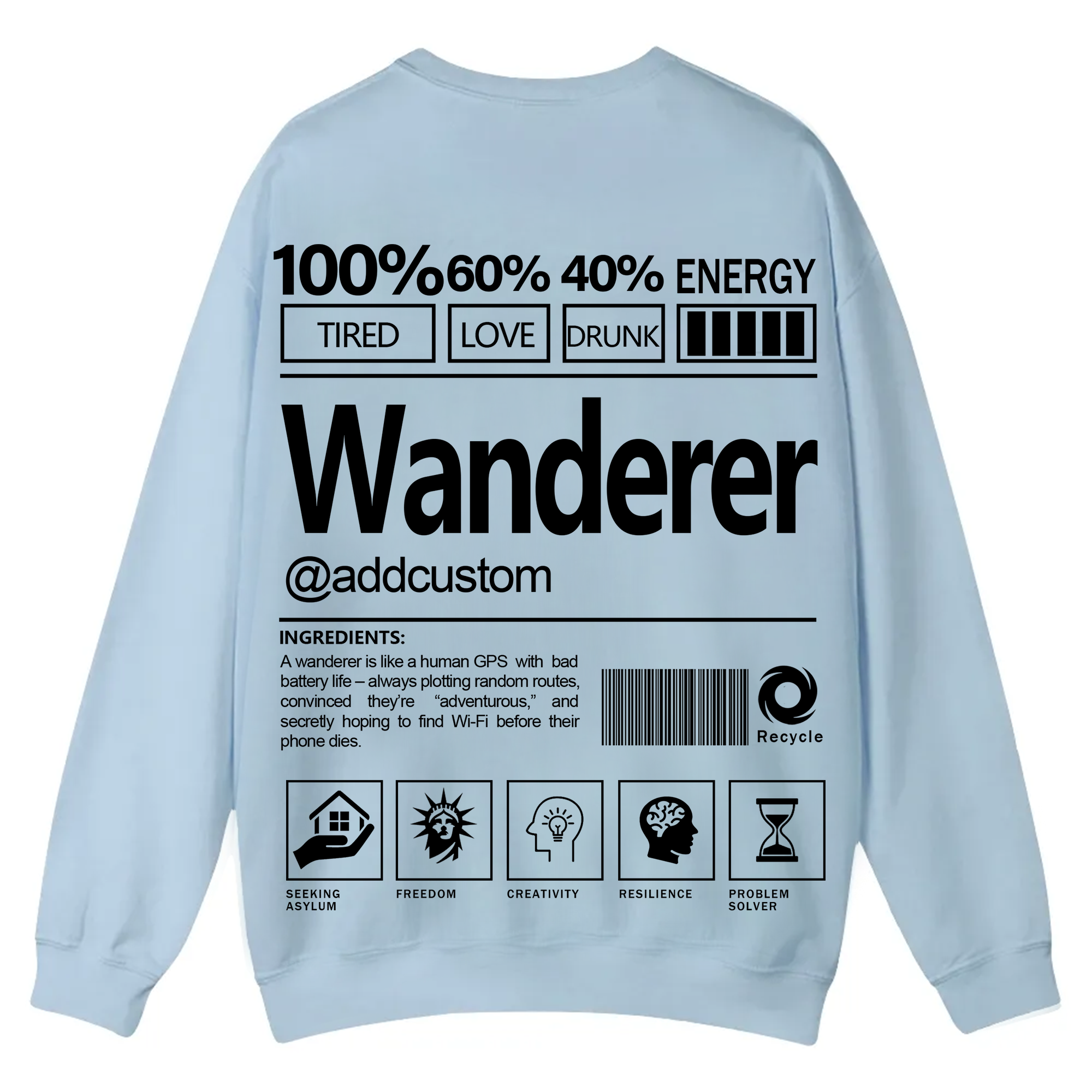 Wanderer Addcustom Unisex Fit Casual Crewneck Sweatshirt