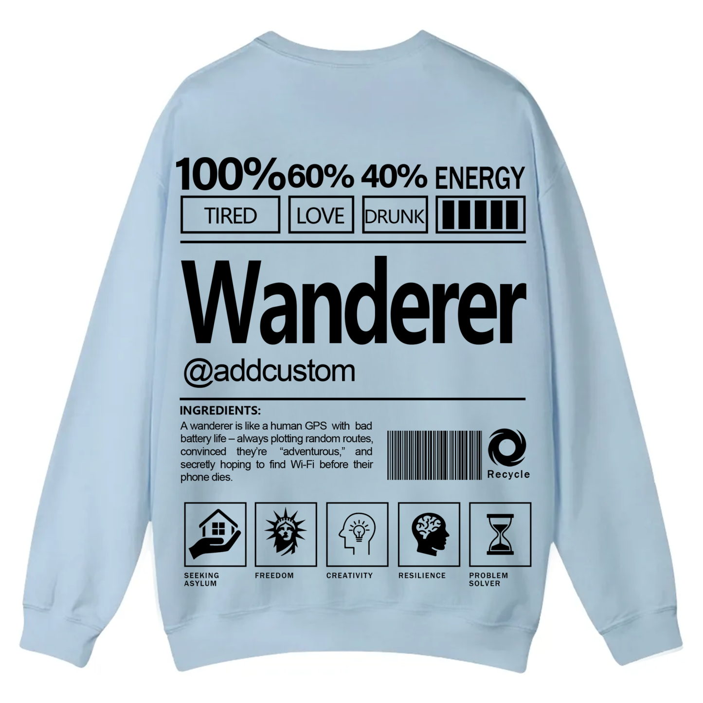 Wanderer Addcustom Unisex Fit Casual Crewneck Sweatshirt