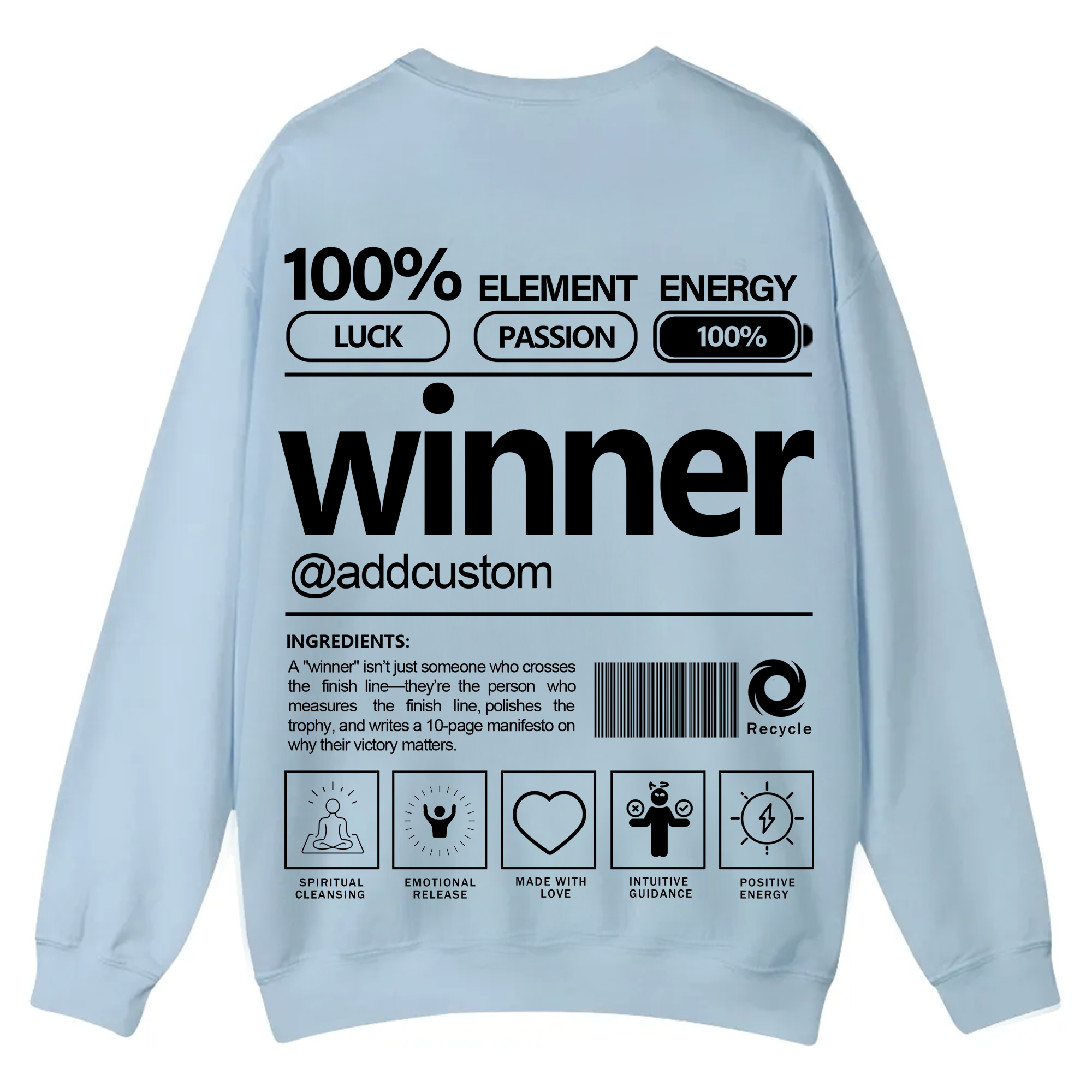 Winner Addcustom Unisex Fit Casual Crewneck Sweatshirt