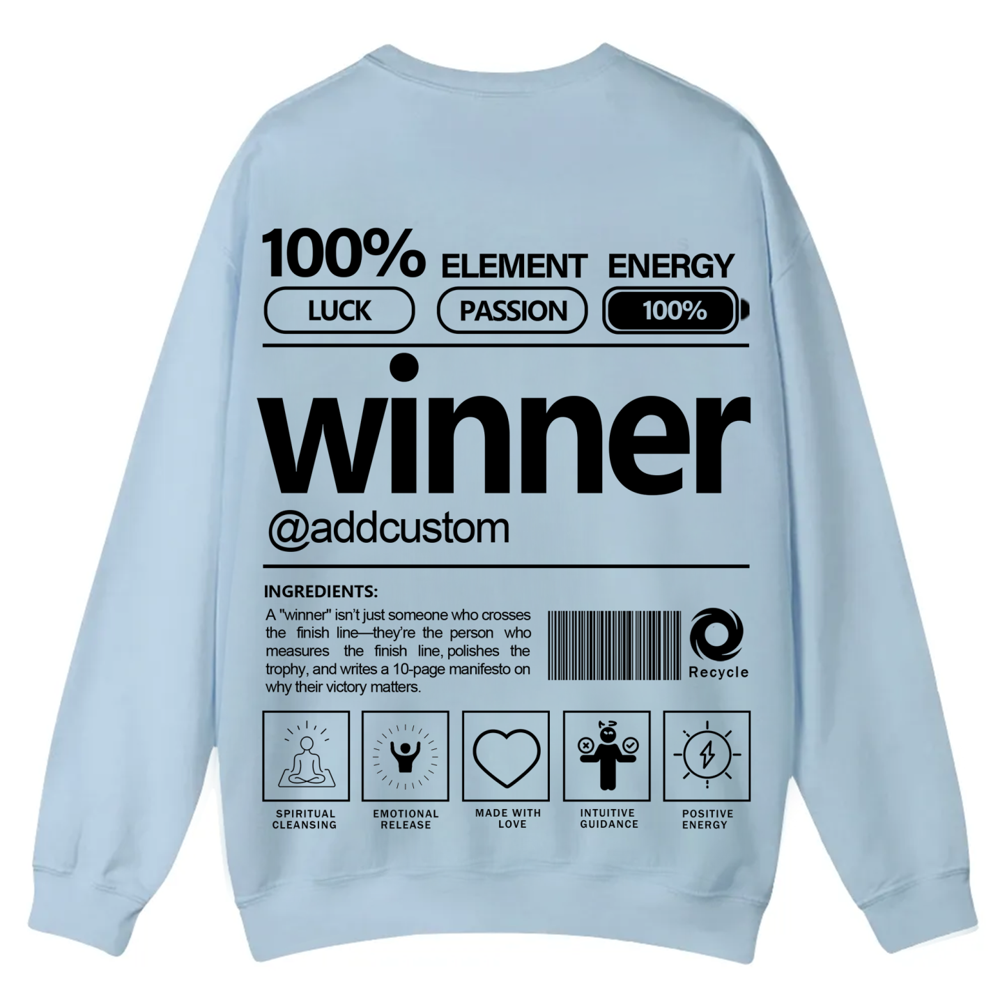 Winner Addcustom Unisex Fit Casual Crewneck Sweatshirt