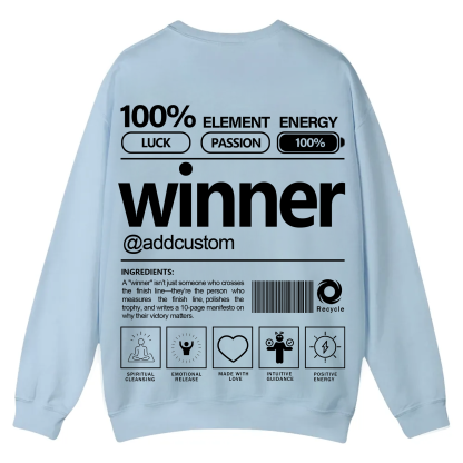 Winner Addcustom Unisex Fit Casual Crewneck Sweatshirt