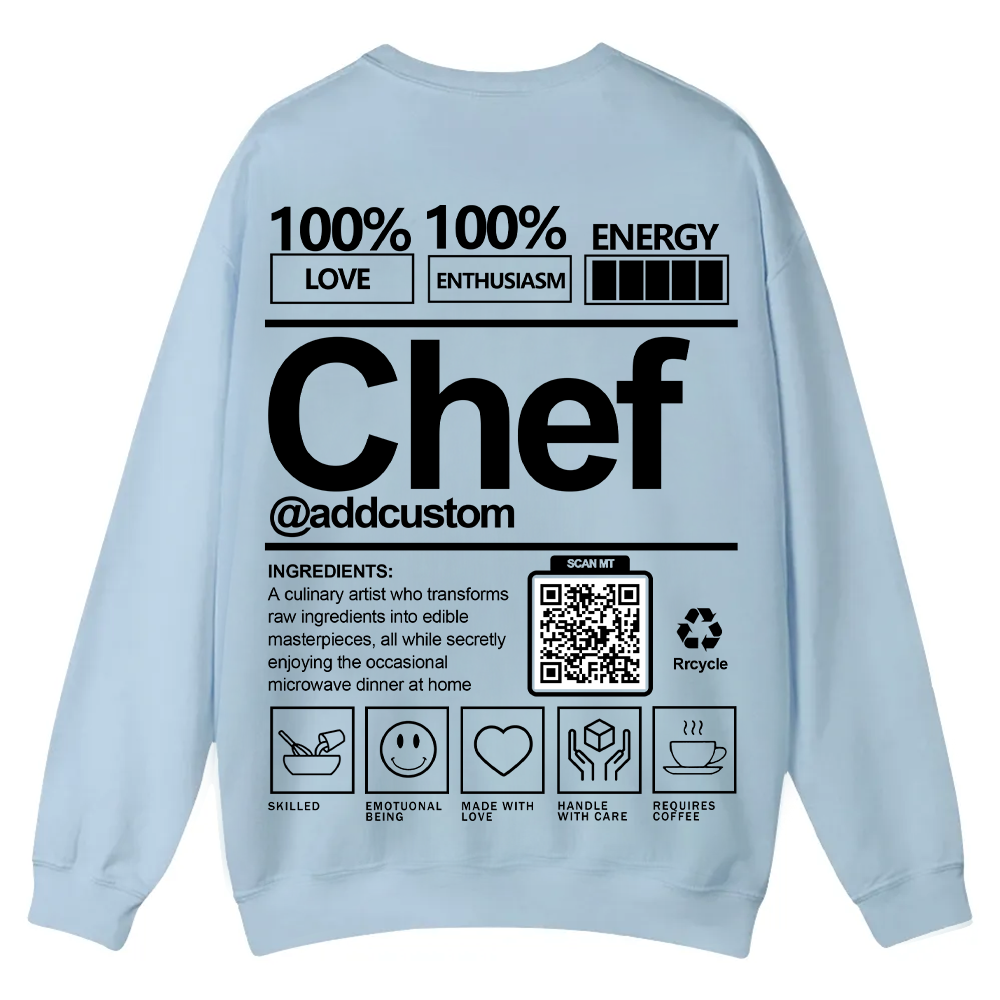 Chef Addcustom QR Code Casual Crewneck Sweatshirt