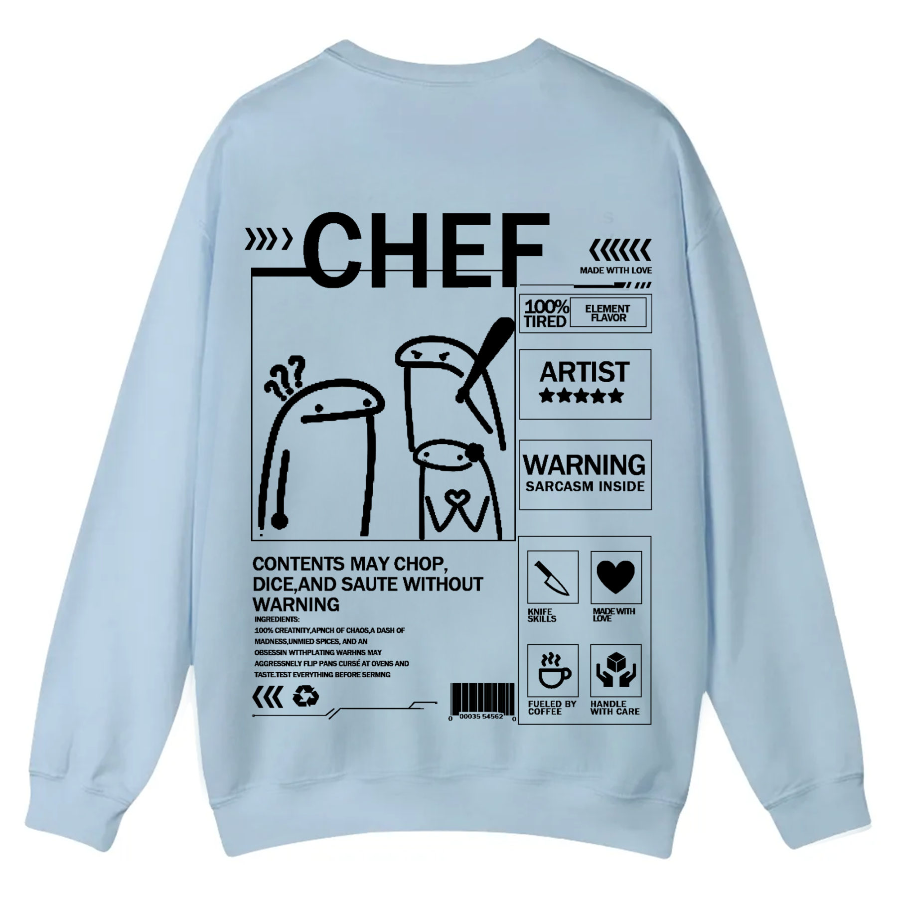 Chef Solid Color Unisex Casual Crewneck Sweatshirt
