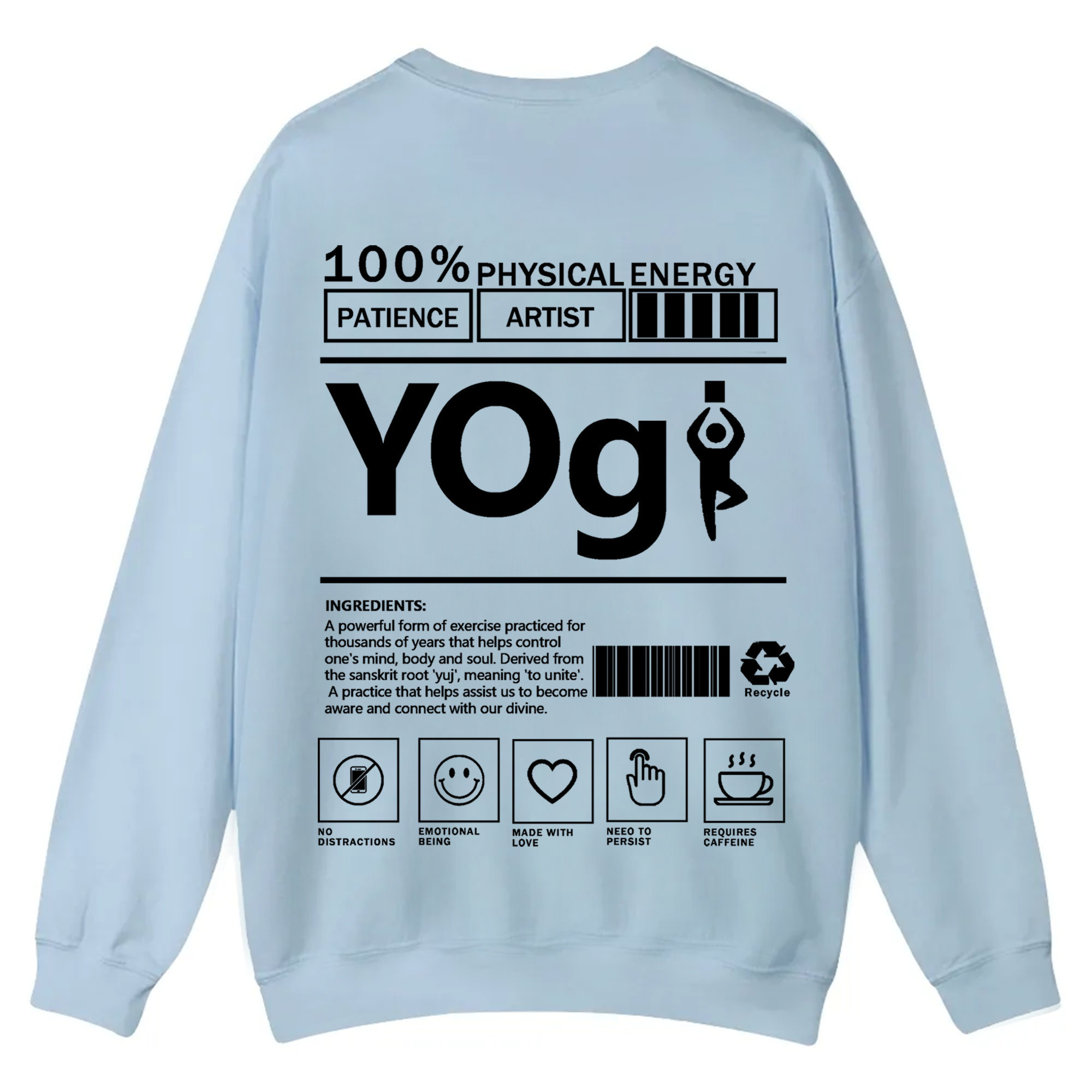 Yogi Solid Color Unisex Casual Crewneck Sweatshirt