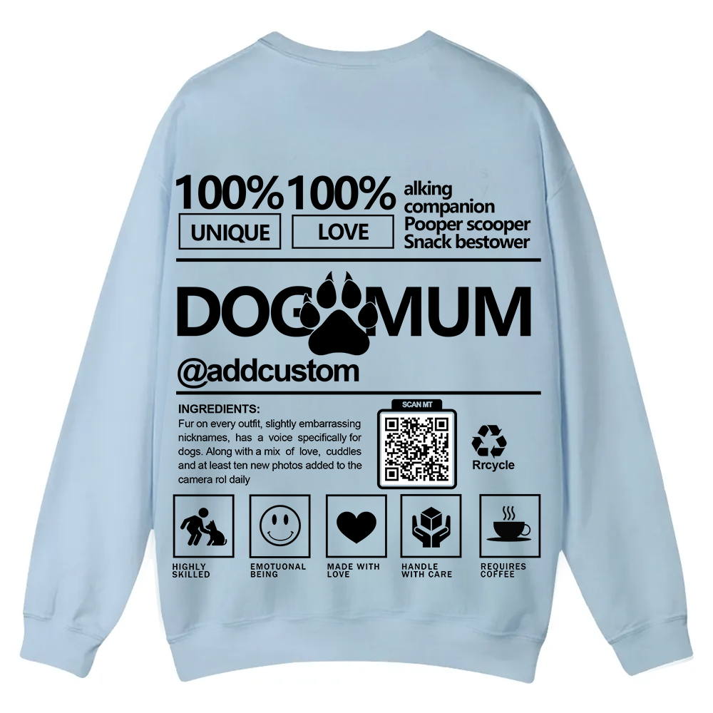 Dog Mum  Addcustom QR Code Name Unisex Casual Crewneck Sweatshirt