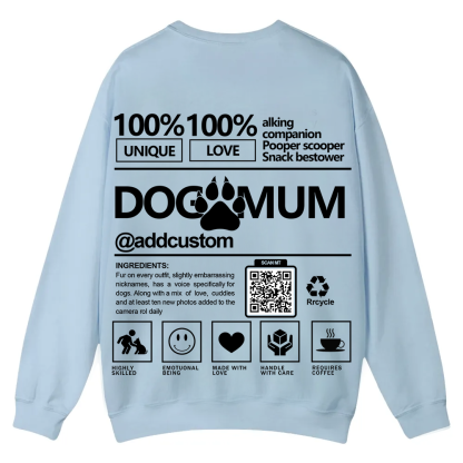 Dog Mum  Addcustom QR Code Name Unisex Casual Crewneck Sweatshirt