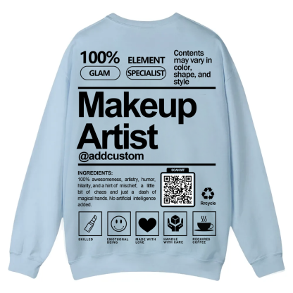 Wearishow Makeup Artist Addcustom QR Code Casual Crewneck Sweatshirt