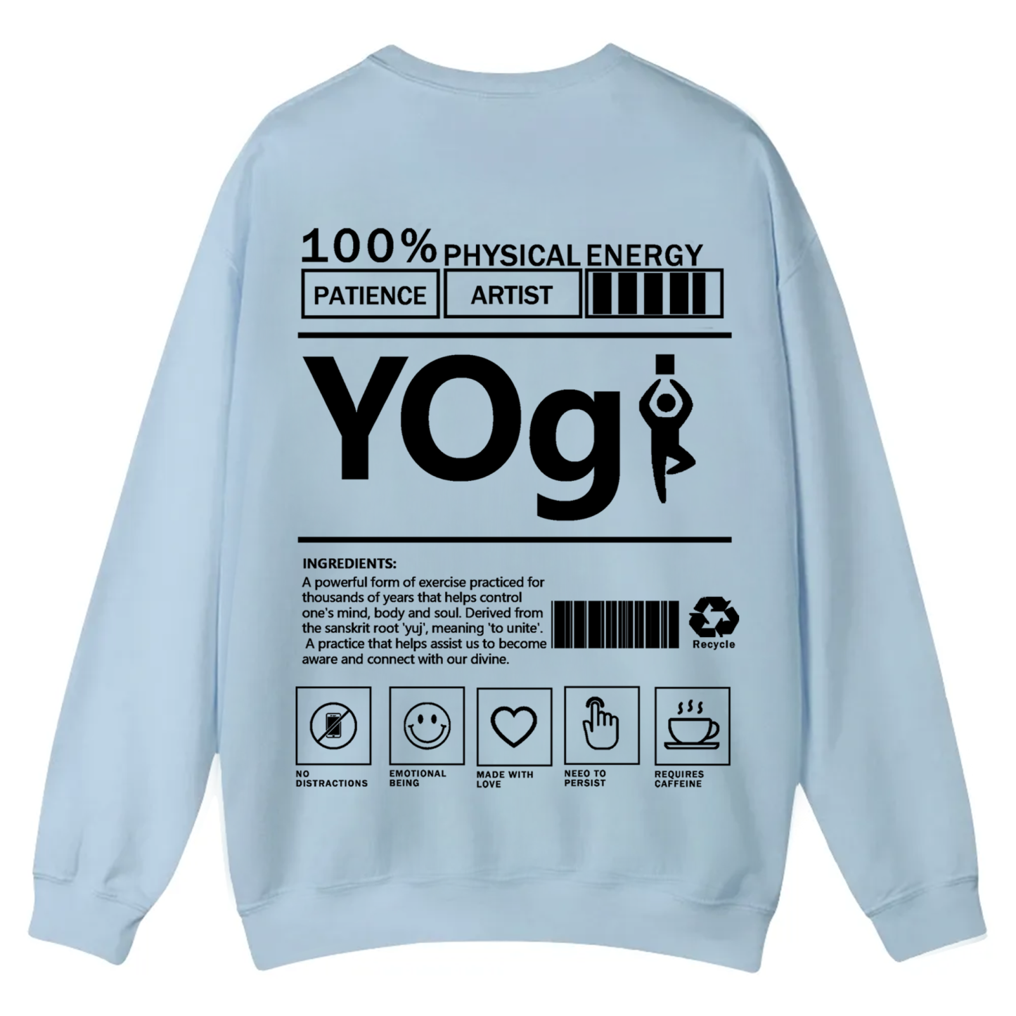 Yogi Solid Color Unisex Casual Crewneck Sweatshirt