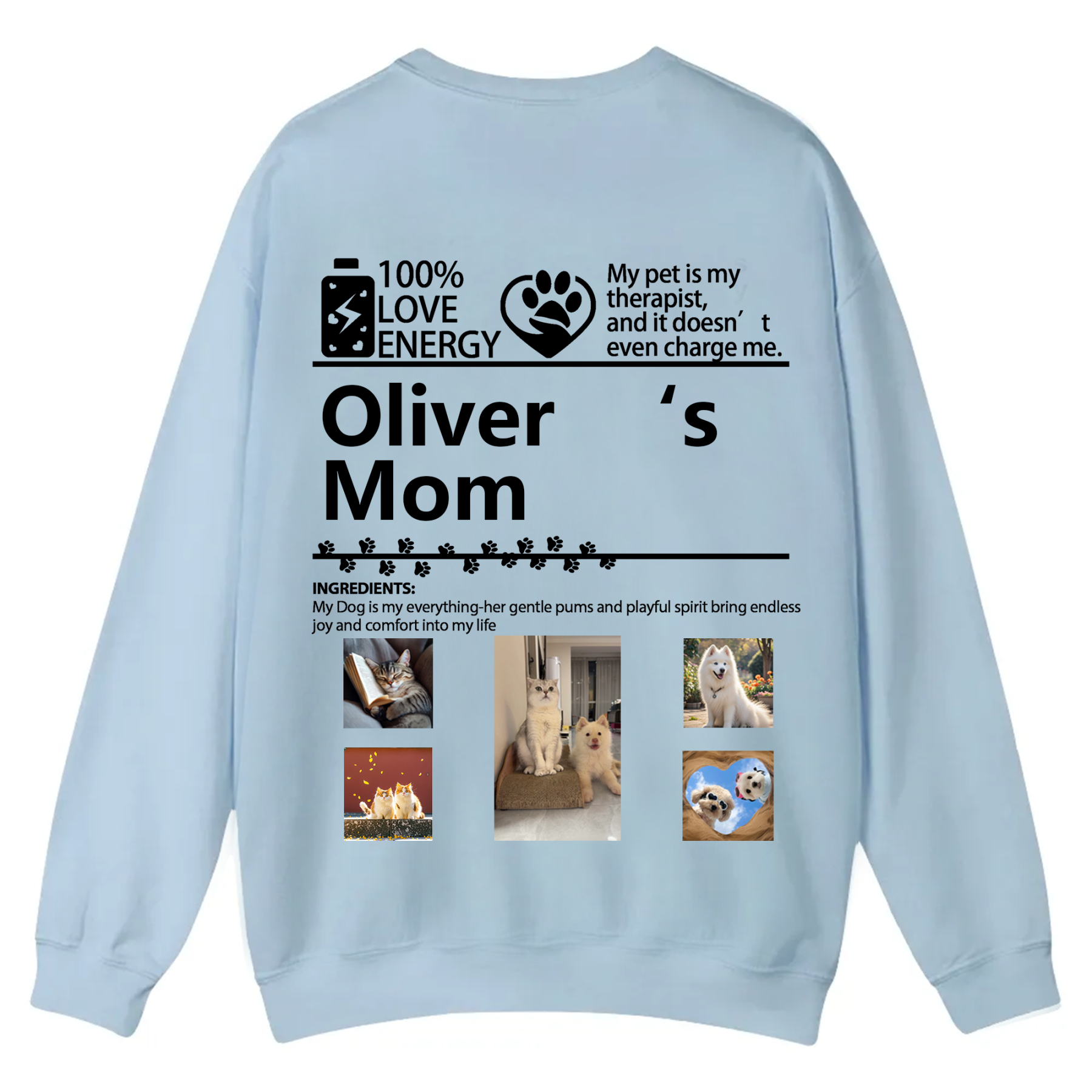 Pets Photos Creative Customized Unisex Casual Crewneck Sweatshirt