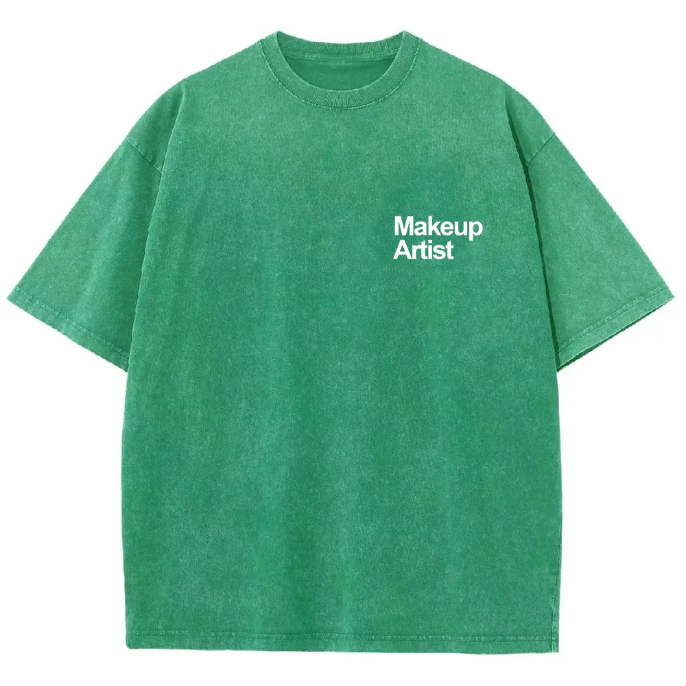 Wearishow Makeup Artist Addcustom QR Code Unisex Fit Washed T-Shirt