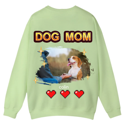 Dog Mom Pixel Photo - Personalized Custom Unisex Casual Crewneck Sweatshirt