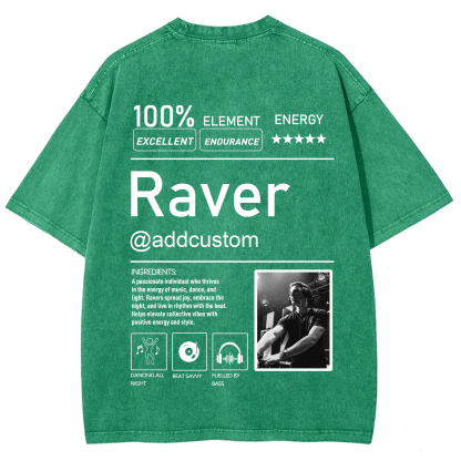 Addcustom  Photo Raver Unisex Fit Washed T-Shirt wearishow