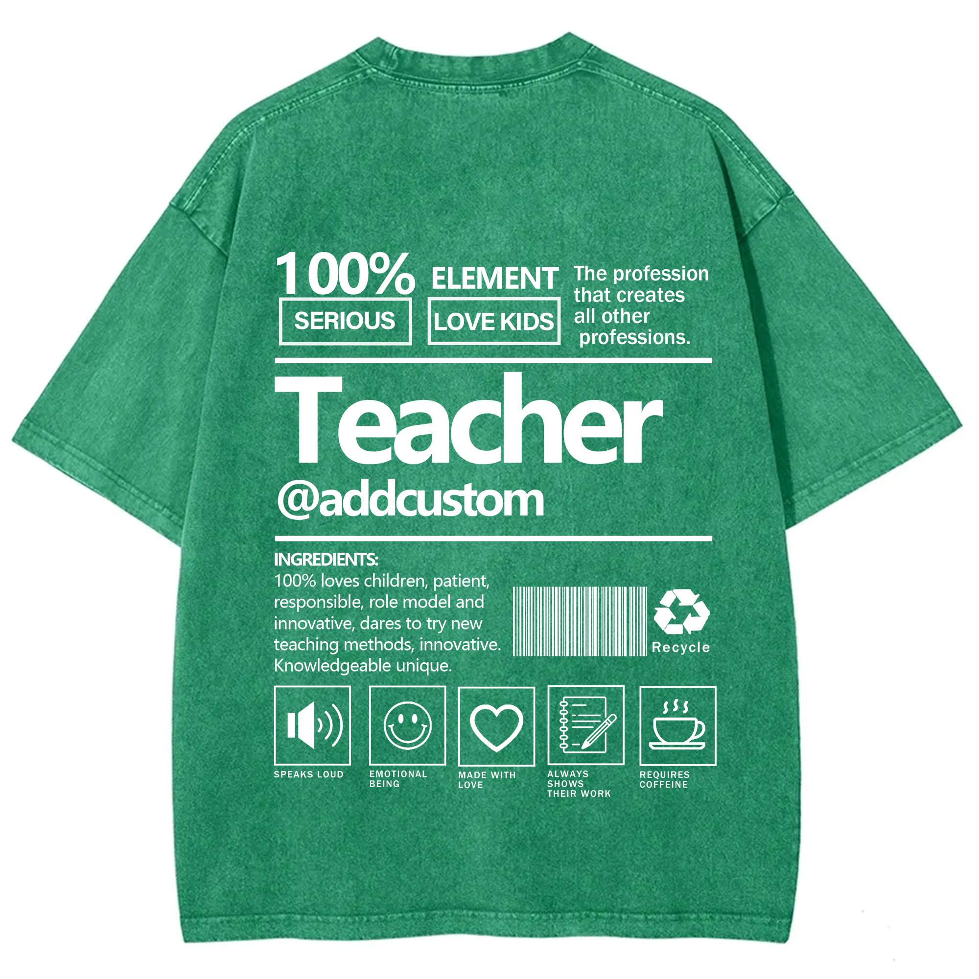 Teacher Addcustom Unisex Fit Washed T-Shirt wearishow