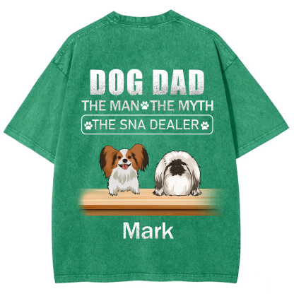 Dog Dad The Man The Myth The Snack Dealer - Personalized Custom Unisex  Washed T-shirt