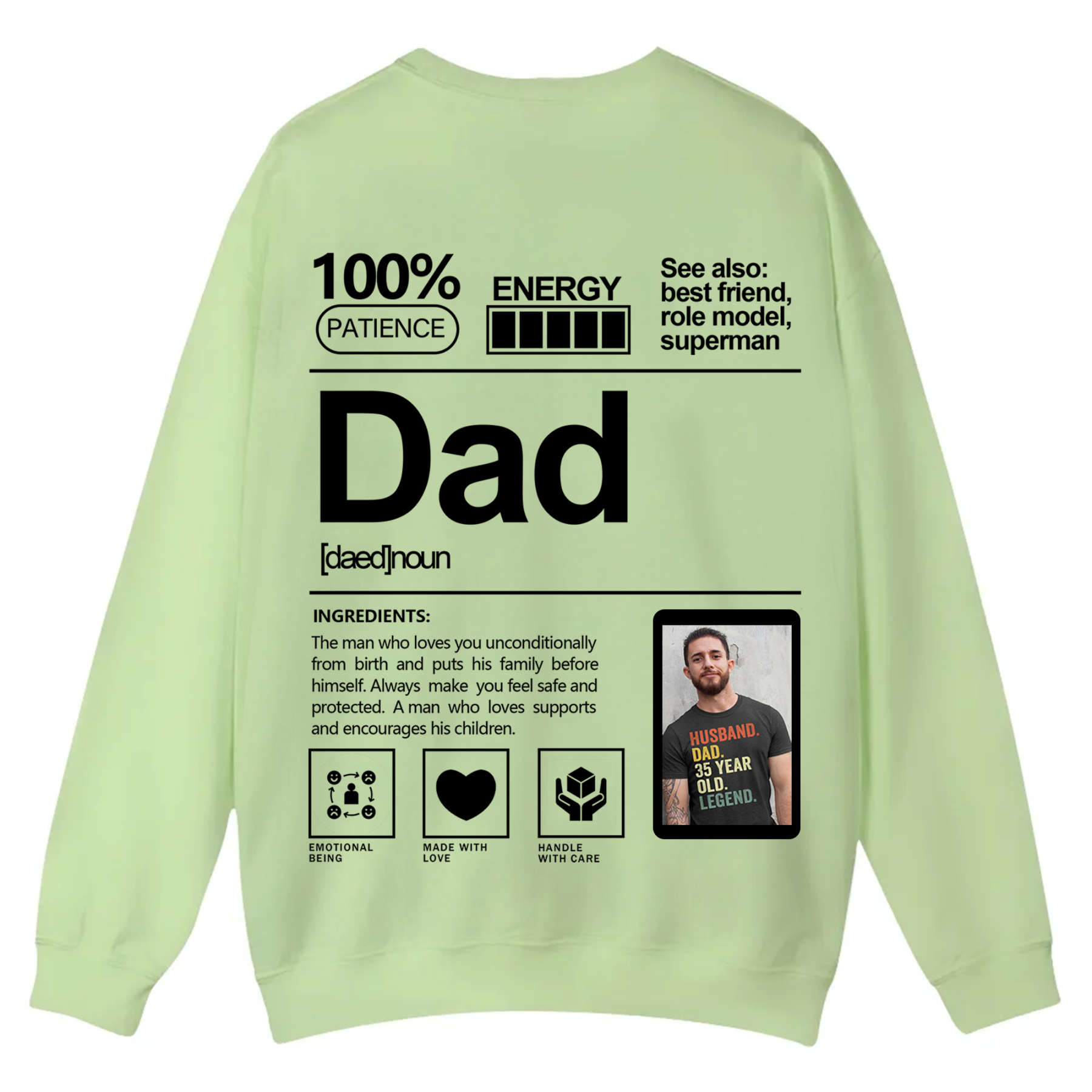 Addcustom  Photo Dad Casual Crewneck Sweatshirt