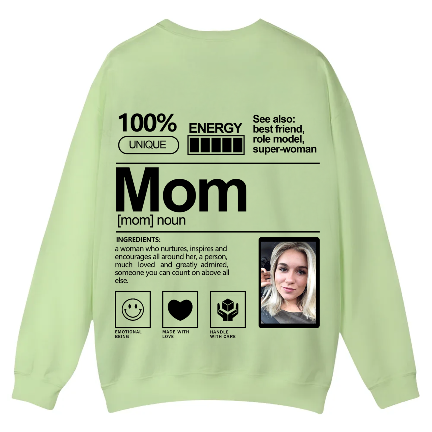 Addcustom  Photo Mom Casual Crewneck Sweatshirt