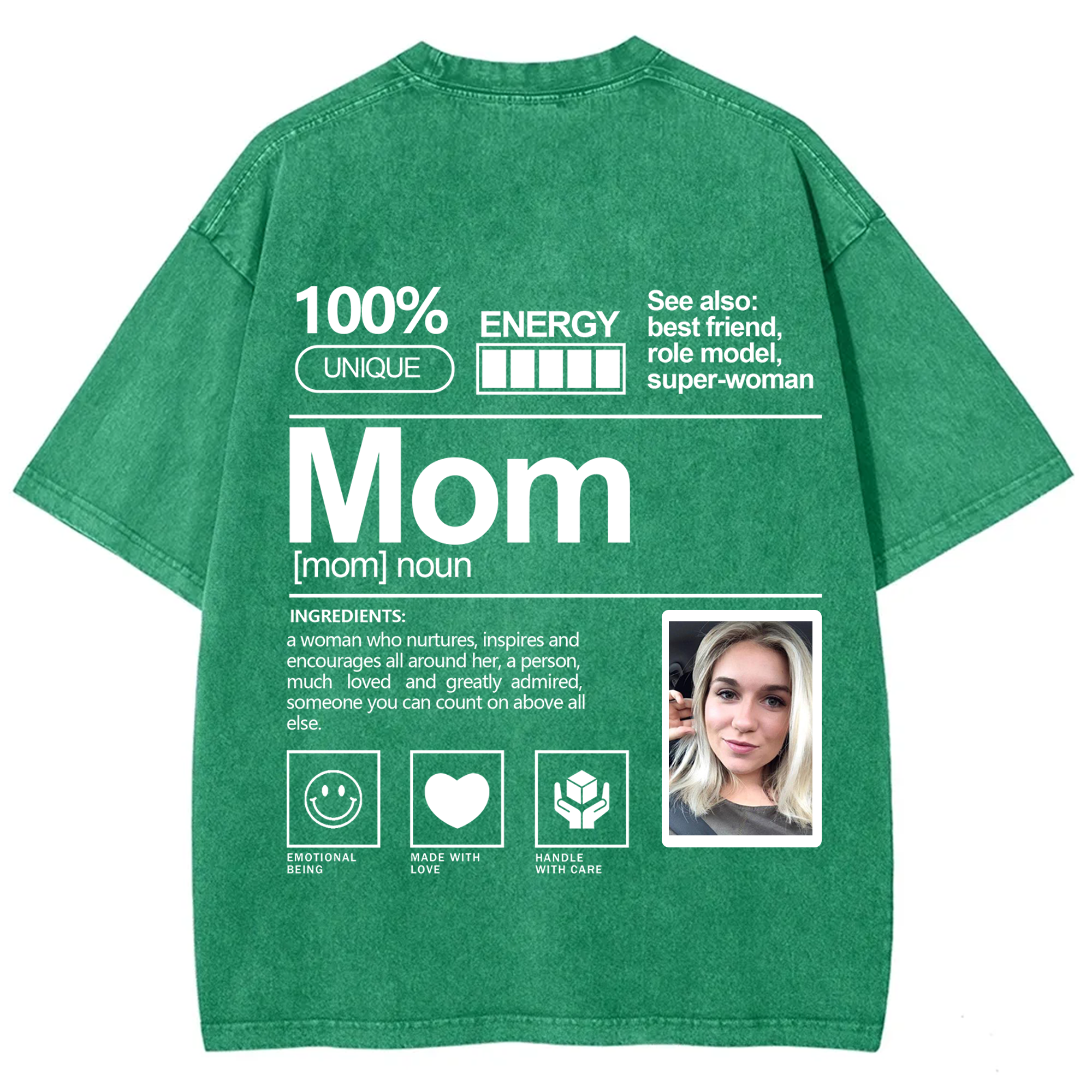Addcustom Photo Mom Washed T-Shirt