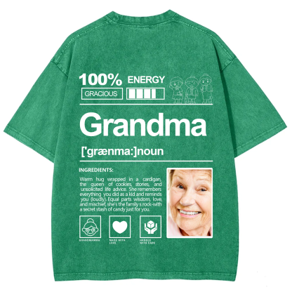 Addcustom Photo Grandma Washed T-Shirt