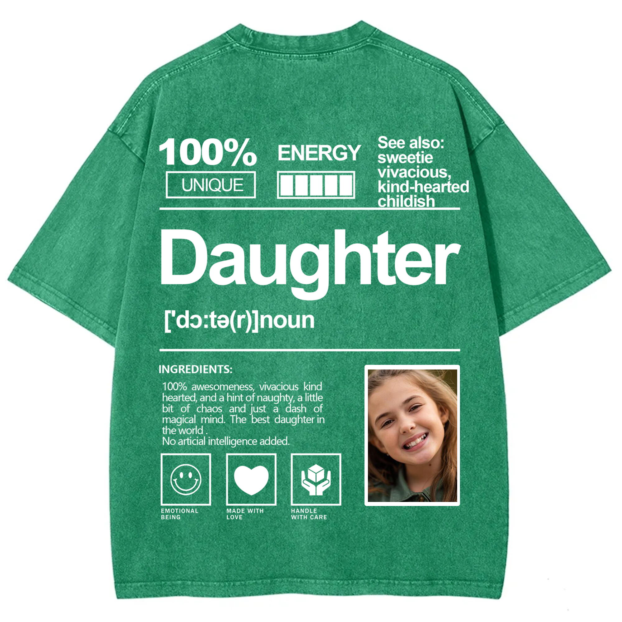 Addcustom Photo Daughter Washed T-Shirt
