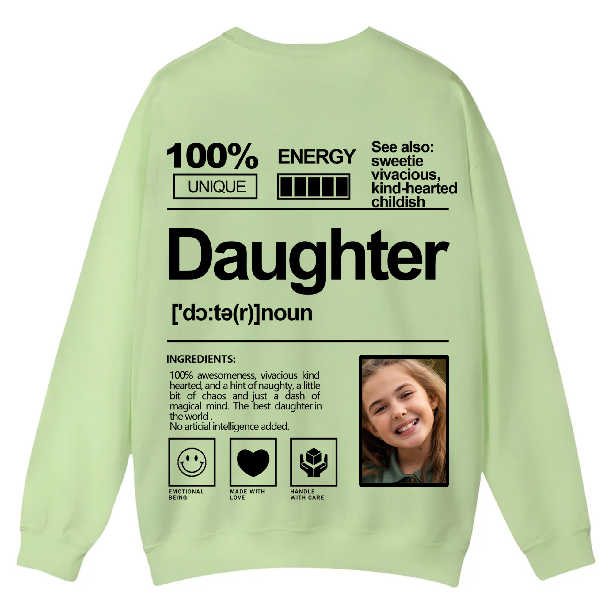 Addcustom  Photo family Casual Crewneck Sweatshirt