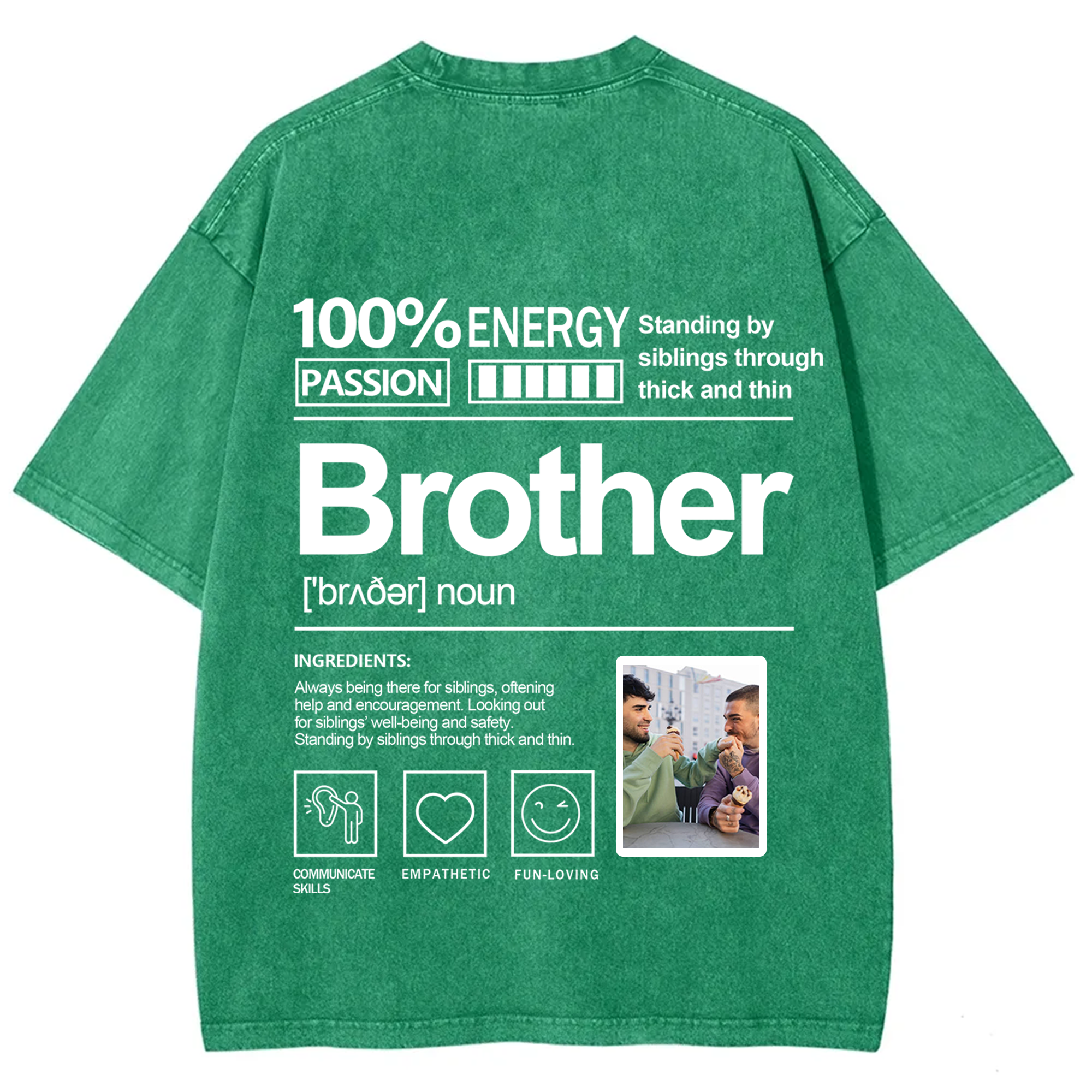 Addcustom Photo Brother Washed T-Shirt