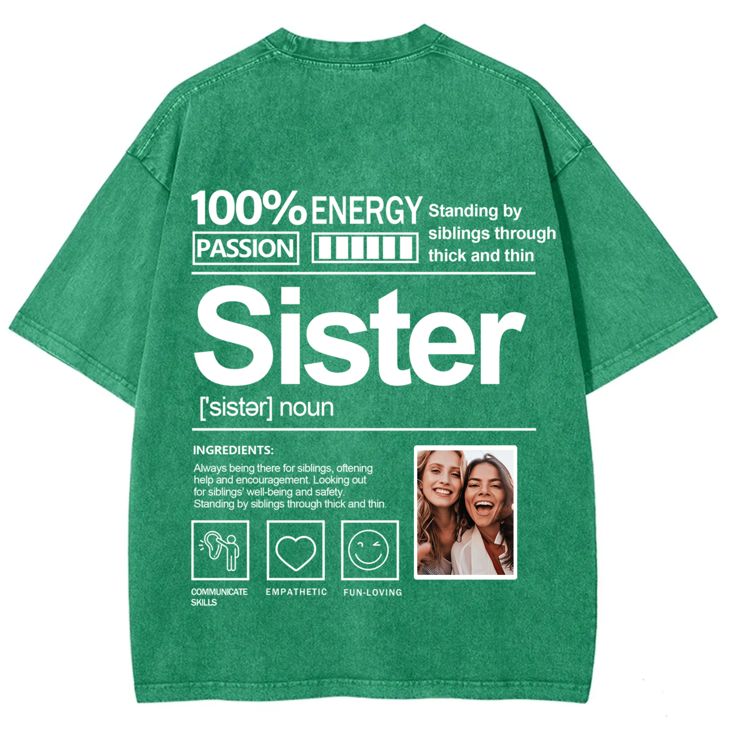 Addcustom Photo Sister Washed T-Shirt