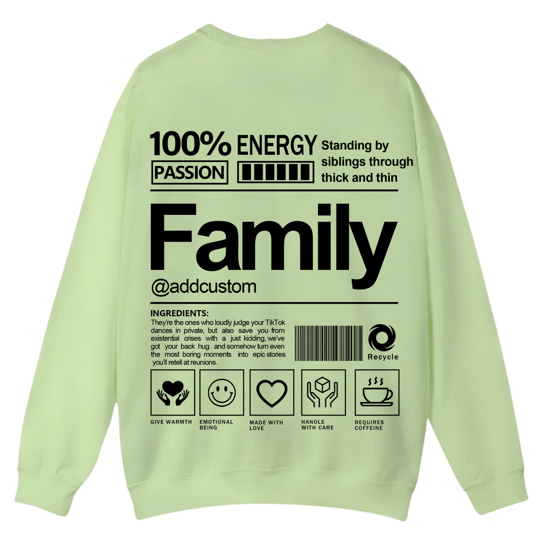Family Addcustom Casual Crewneck Sweatshirt