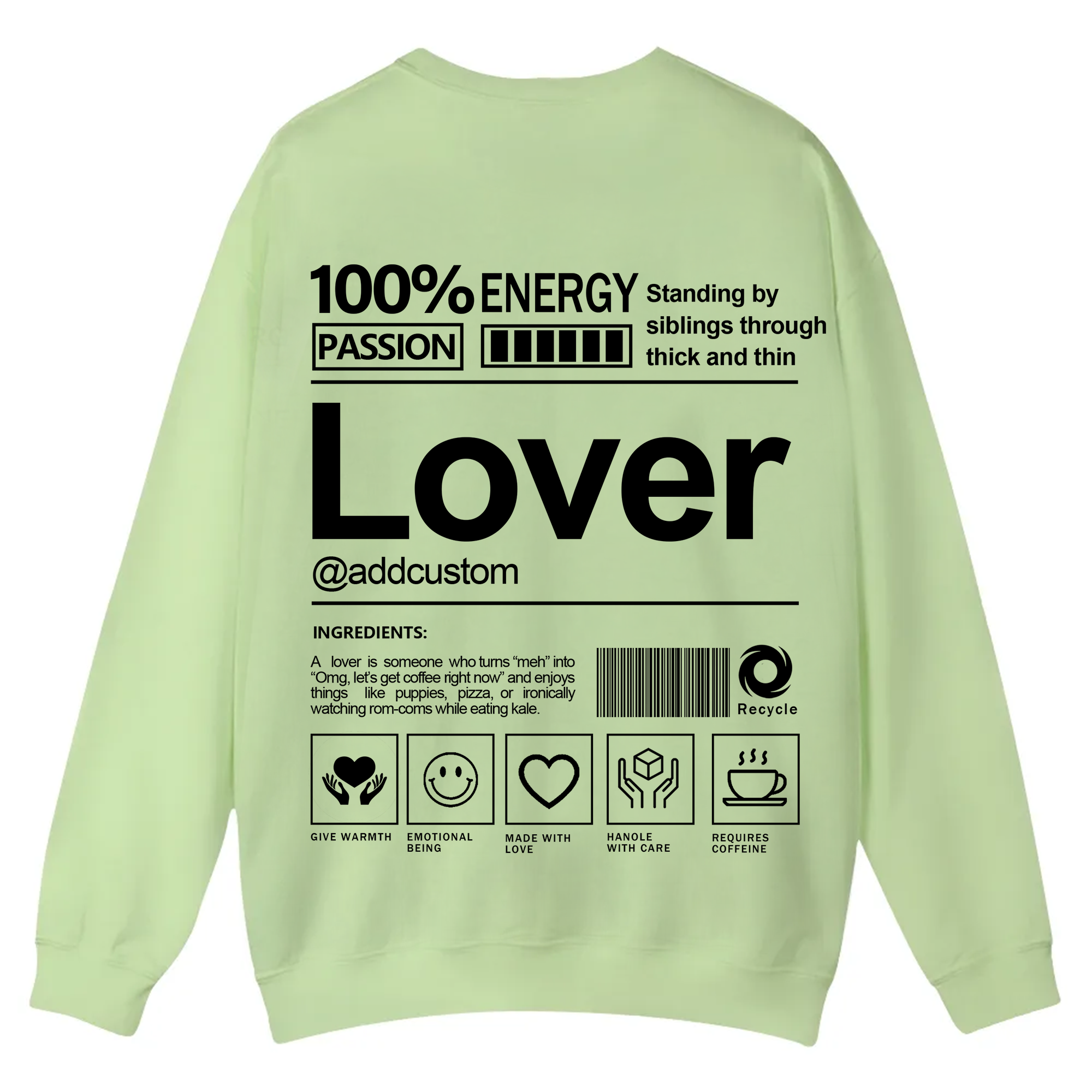 Lover Addcustom Casual Crewneck Sweatshirt