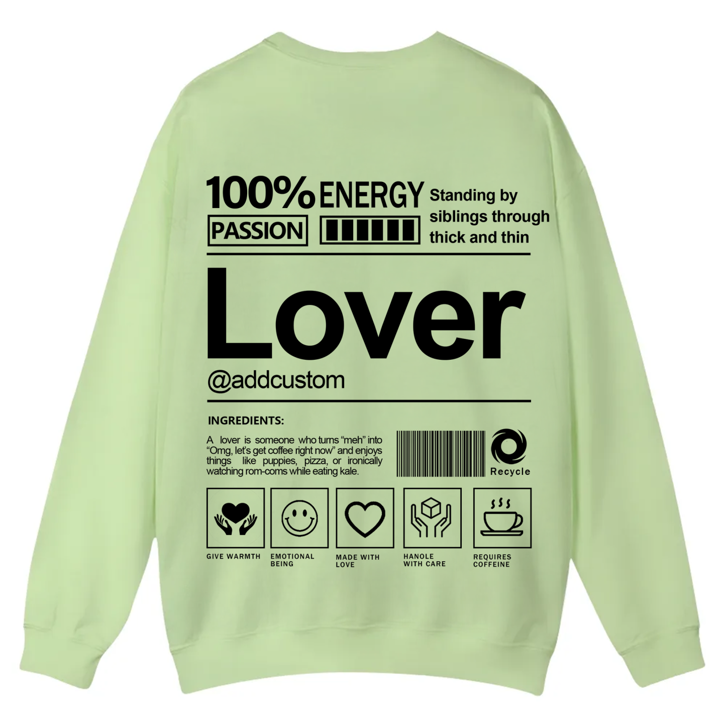 Lover Addcustom Casual Crewneck Sweatshirt