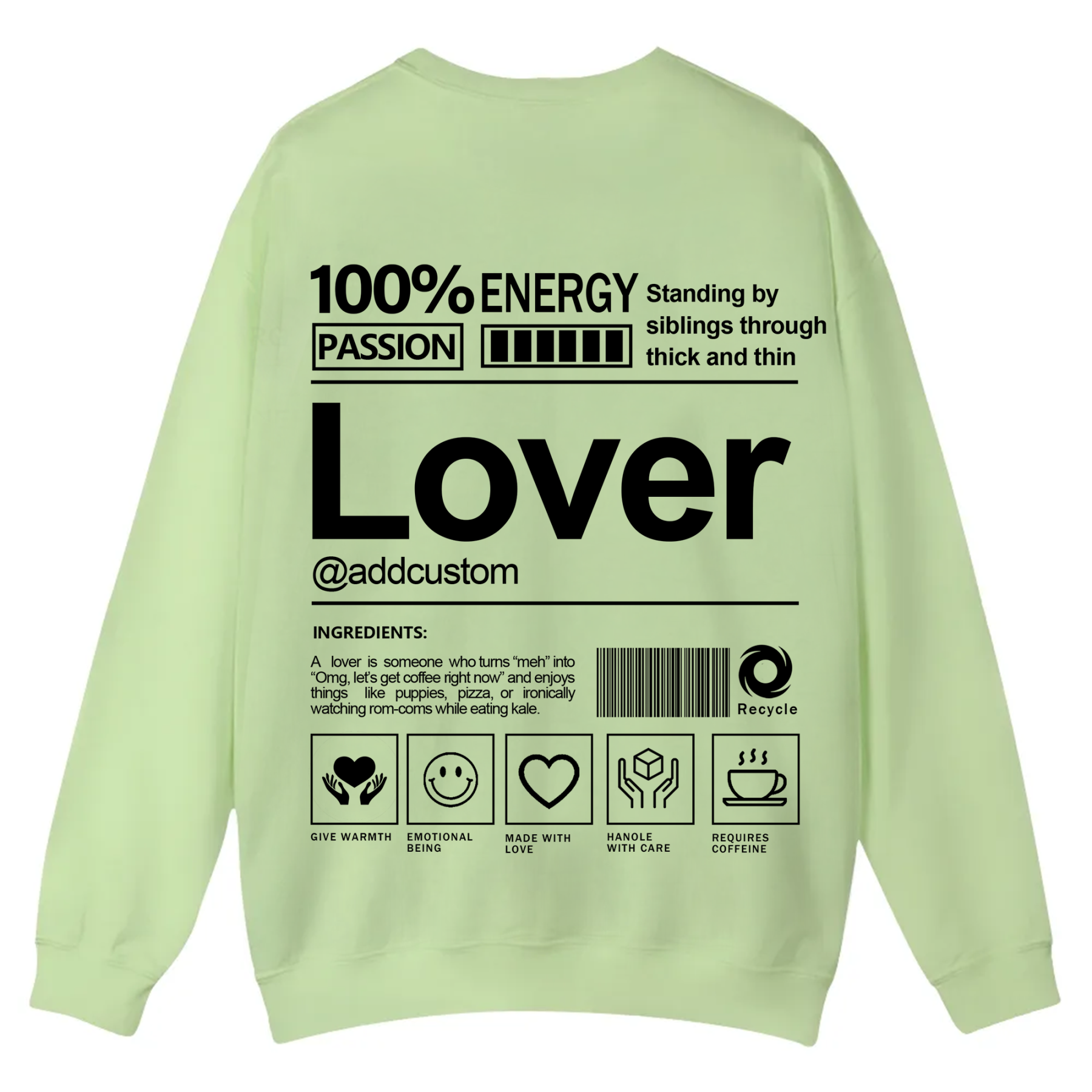 Lover Addcustom Casual Crewneck Sweatshirt