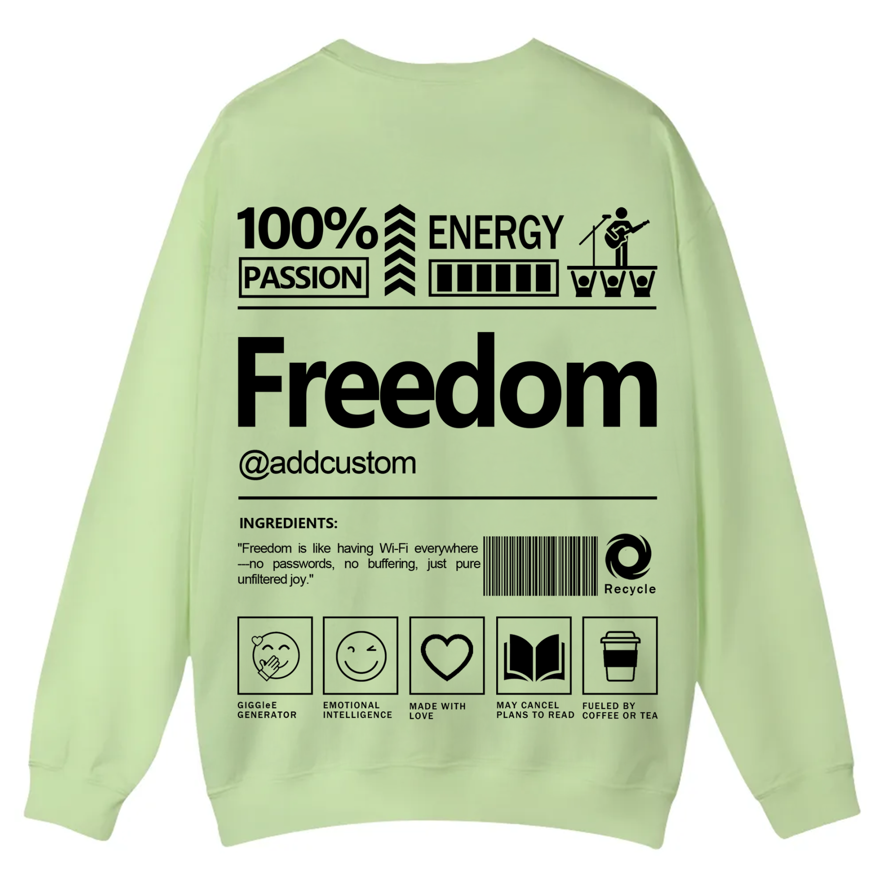 Freedom Addcustom Casual Crewneck Sweatshirt