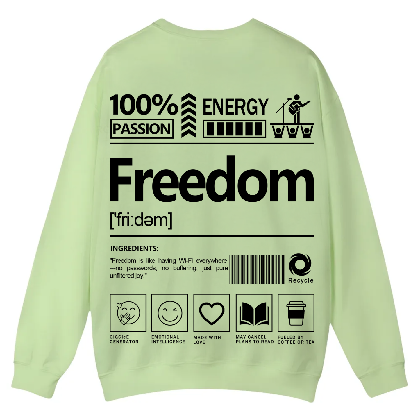 Freedom Unisex Fit Casual Crewneck Sweatshirt