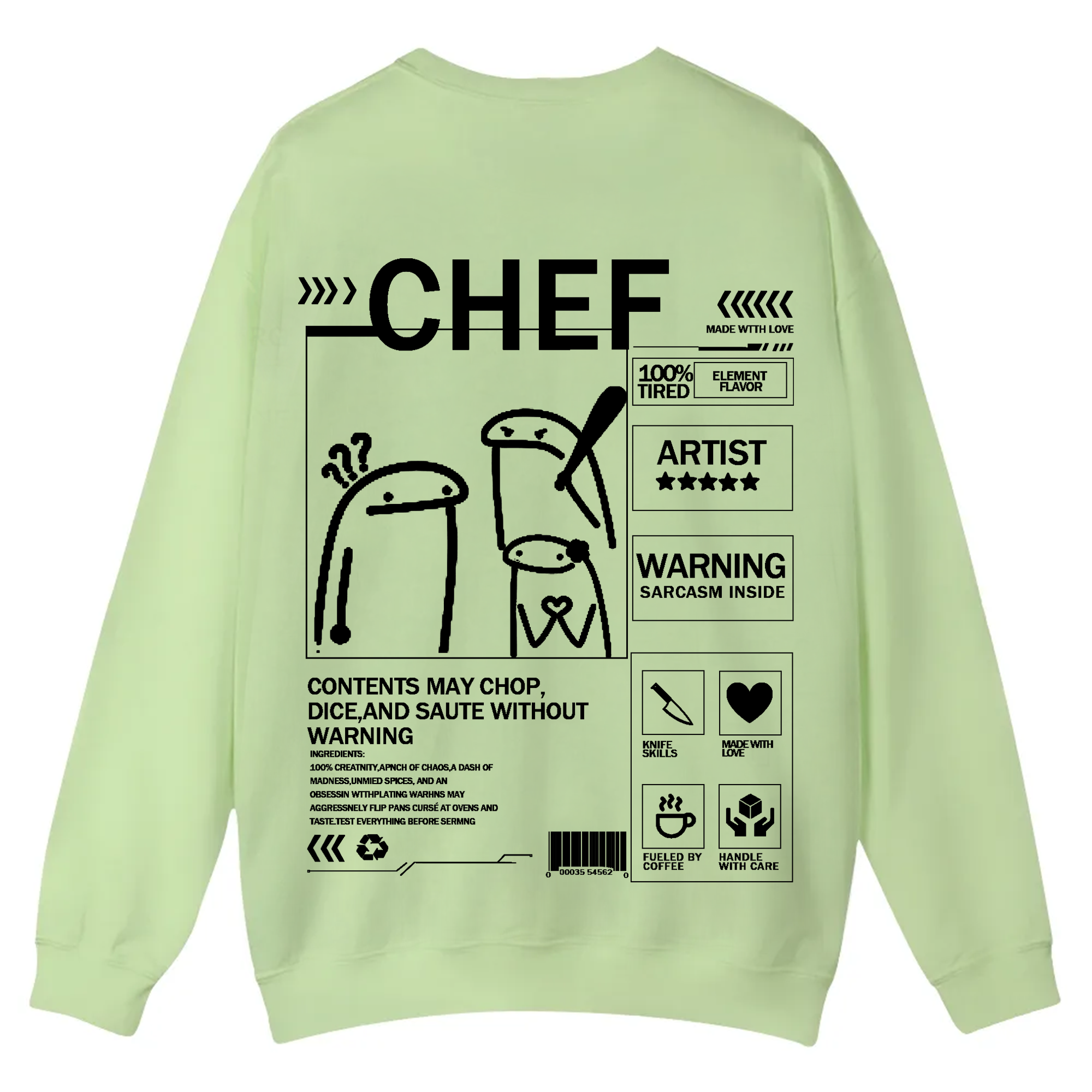 Chef Solid Color Unisex Casual Crewneck Sweatshirt