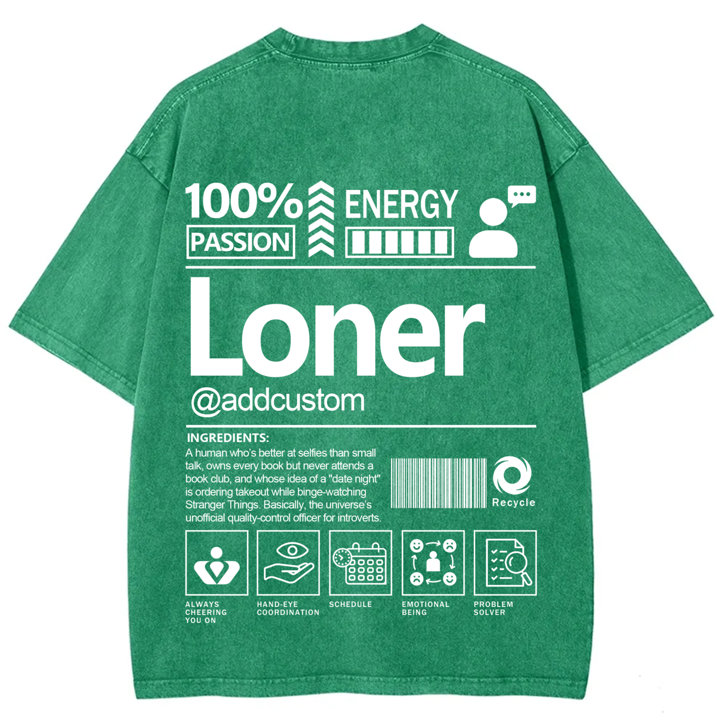 Loner  Addcustom Unisex Fit Washed T-Shirt
