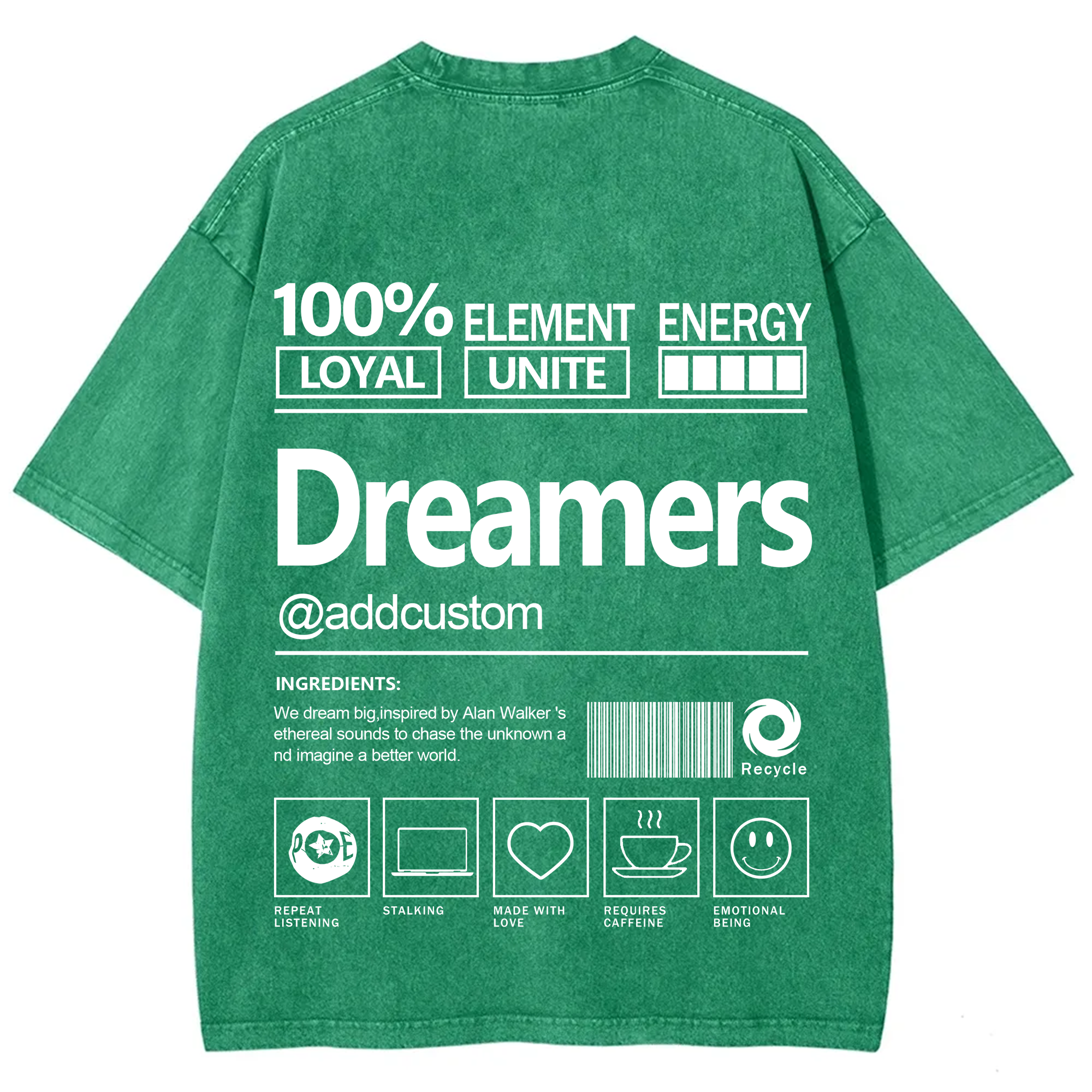 Dreamers Addcustom Unisex Fit Washed T-Shirt