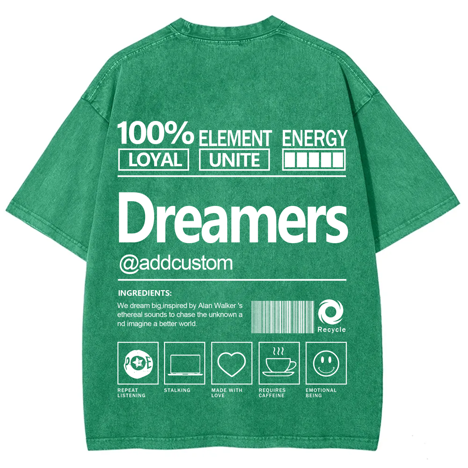 Dreamers Addcustom Unisex Fit Washed T-Shirt