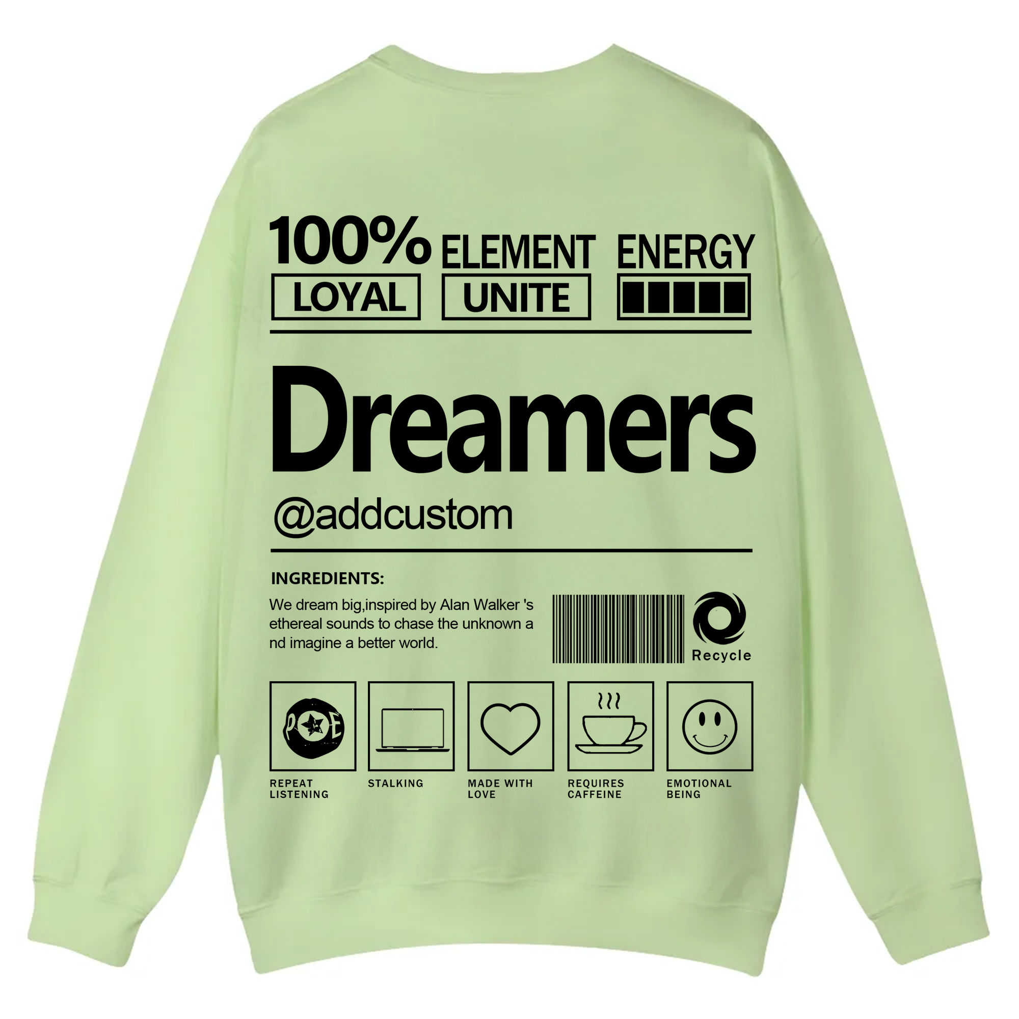 Dreamers Addcustom Unisex Fit Casual Crewneck Sweatshirt