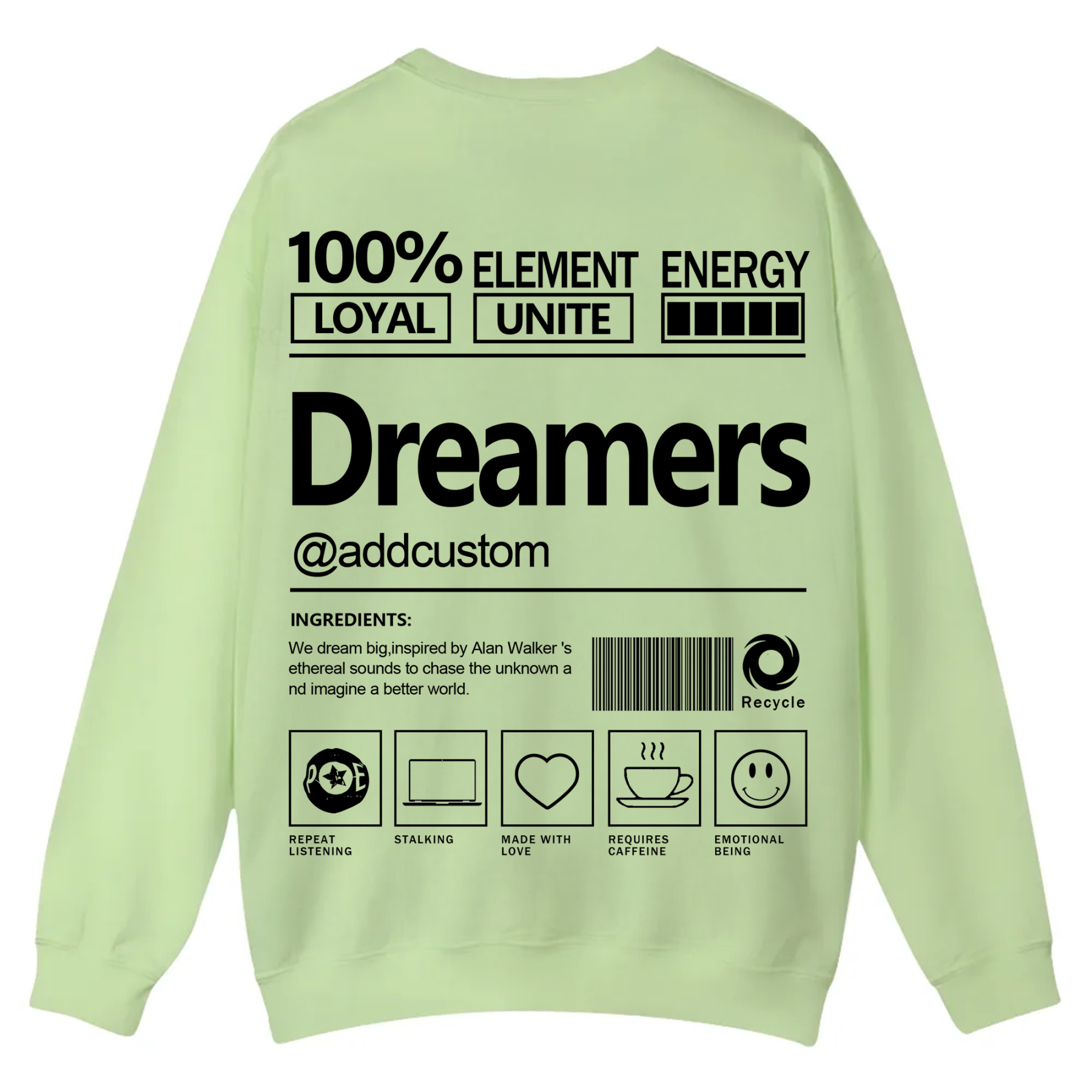 Dreamers Addcustom Unisex Fit Casual Crewneck Sweatshirt