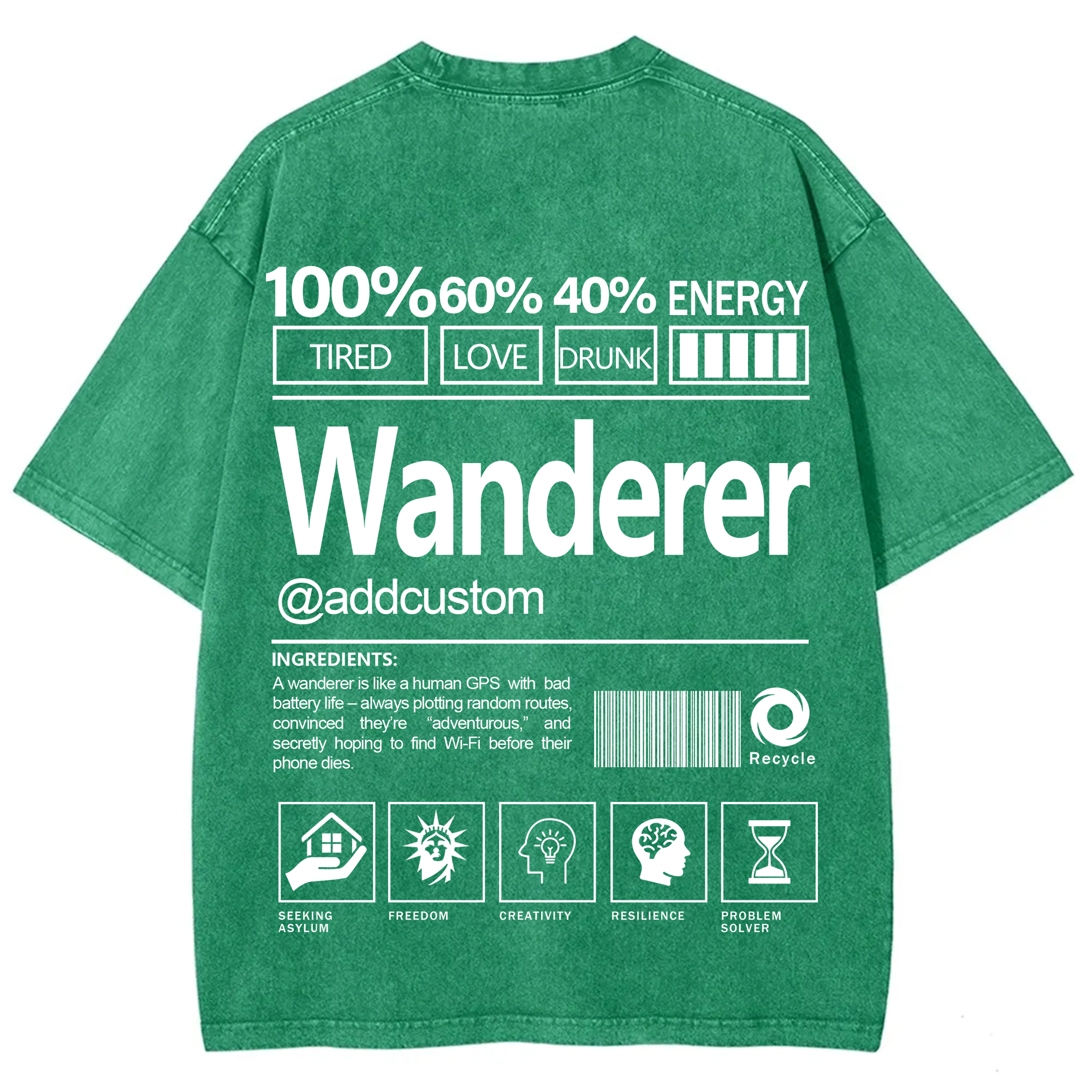 Wanderer Addcustom Unisex Fit Washed T-Shirt