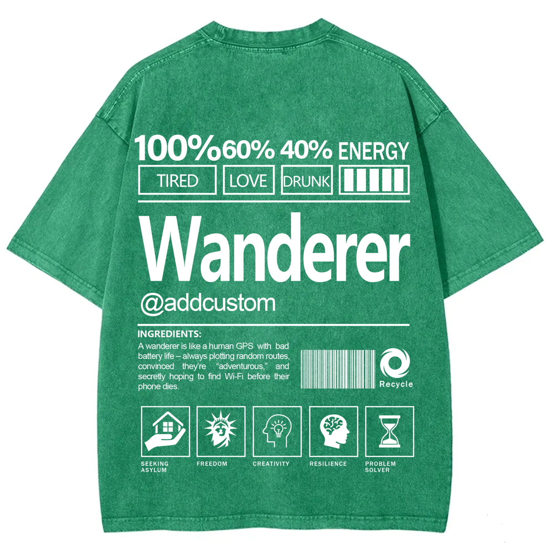 Wanderer Addcustom Unisex Fit Washed T-Shirt