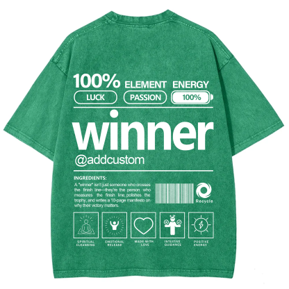 Winner Addcustom Unisex Fit Washed T-Shirt