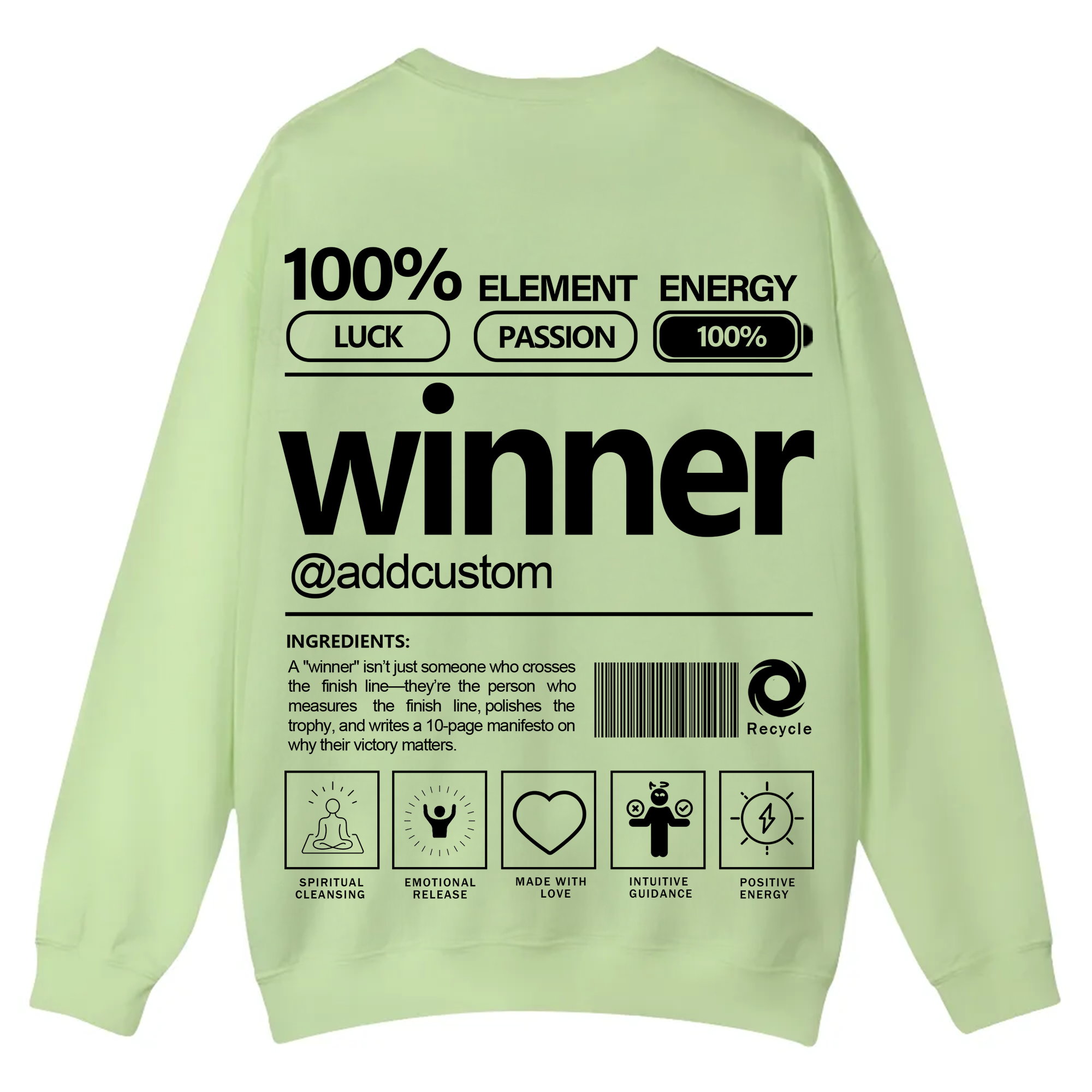 Winner Addcustom Unisex Fit Casual Crewneck Sweatshirt