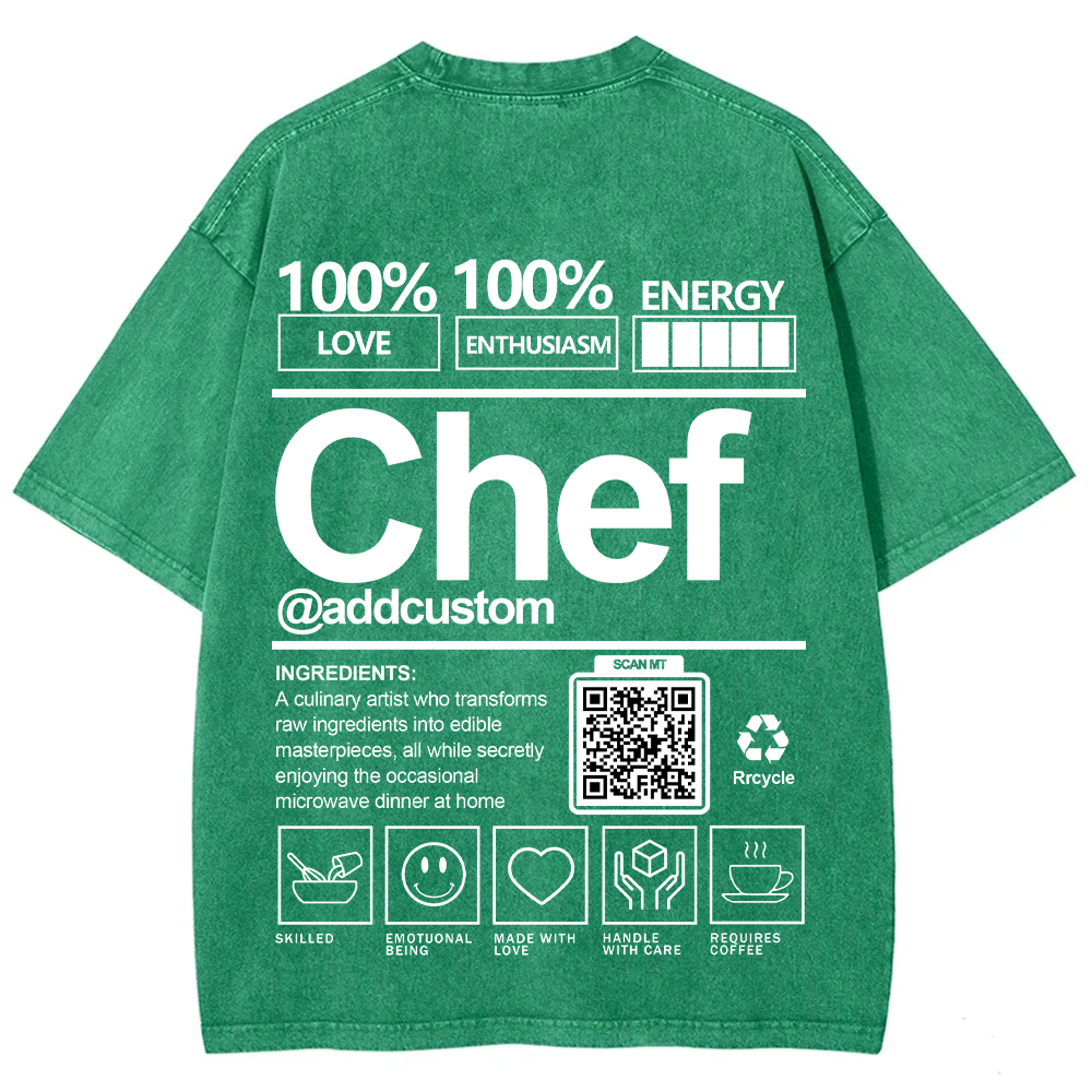 Chef Addcustom QR Code Unisex Fit Washed T-Shirt