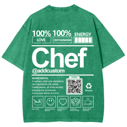 Chef Addcustom QR Code Unisex Fit Washed T-Shirt