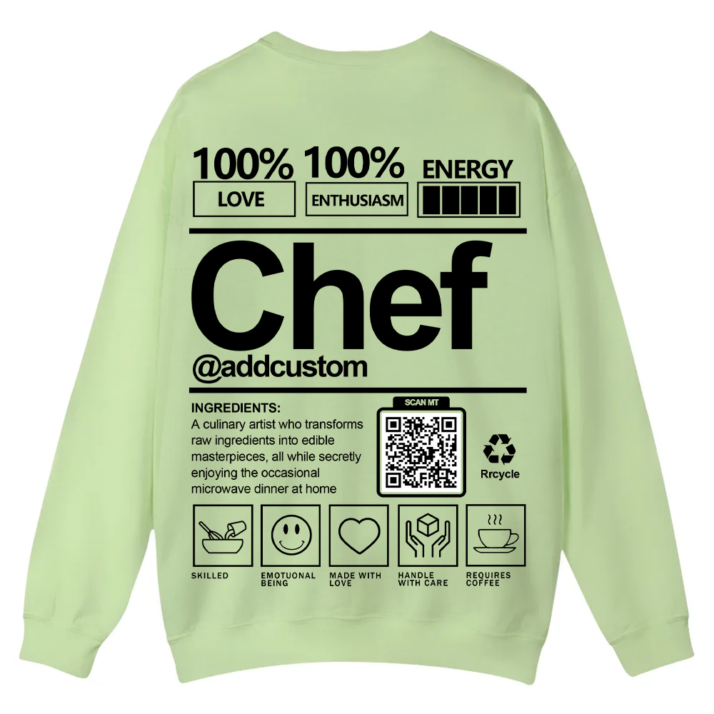 Chef Addcustom QR Code Casual Crewneck Sweatshirt