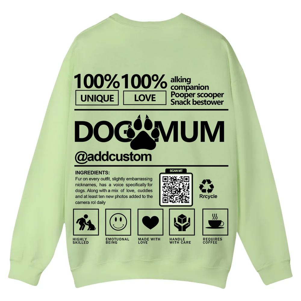 Dog Mum  Addcustom QR Code Name Unisex Casual Crewneck Sweatshirt